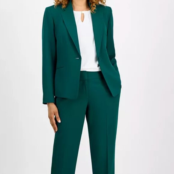 Bar III Suit Set Pant 2 Piece Blazer Jacket Trouser Pants Emerald Green Size 16 - Picture 1 of 8